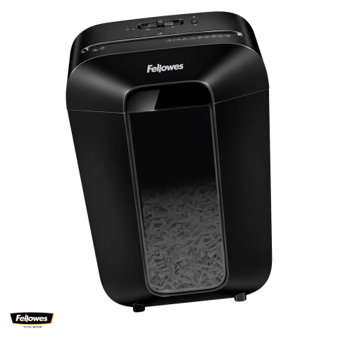 Distrugatoare documente si accesorii - Distrugator de documente Fellowes LX70, taiere cross-cut P-4 in particule de 4x40 mm, 11 coli, cos de 18 l cu capac, pentru acasa si birou, 46x22x31 cm