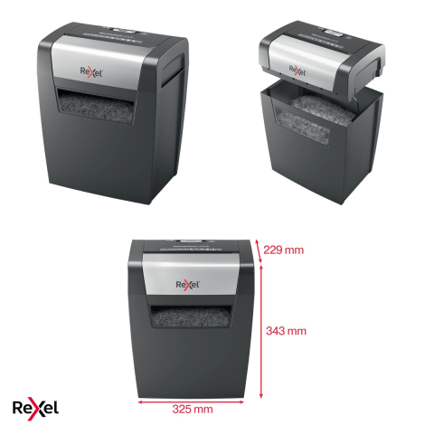 Distrugator de documente Rexel Momentum X406 cu alimentare manuala, taiere cross-cut P-4 in particule de 4x30 mm, 6 coli, cos de 15 l, pentru acasa [3]