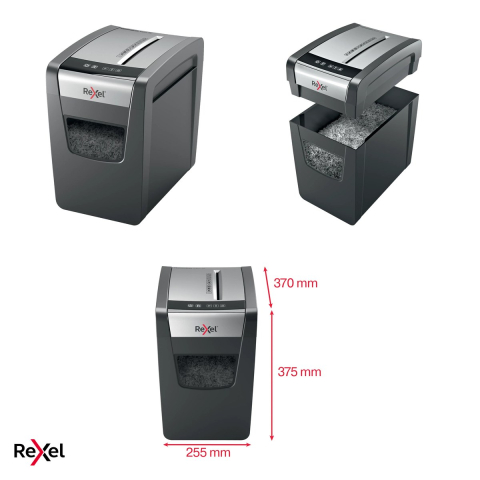 Distrugator de documente Rexel Momentum X410-SL, taiere cross-cut P-4 in particule de 4x28 mm, 10 coli, cos de 23 l, anti-blocare cu revers, design subtire [3]