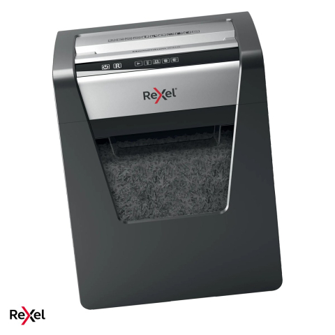 Distrugatoare documente si accesorii - Distrugator de documente Rexel Momentum X415 cu alimentare manuala, taiere cross-cut P-4 in particule de 4x40 mm, 15 coli, cos de 23 l, anti-blocare, pentru birouri mici