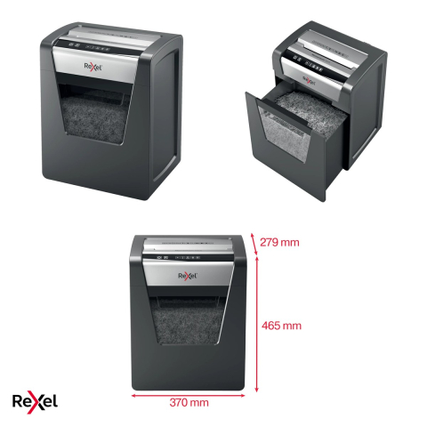 Distrugator de documente Rexel Momentum X415 cu alimentare manuala, taiere cross-cut P-4 in particule de 4x40 mm, 15 coli, cos de 23 l, anti-blocare, pentru birouri mici [3]