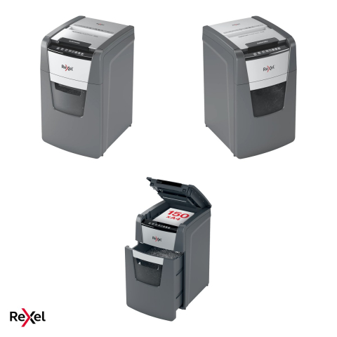 Distrugator de documente Rexel Optimum 150X automat, taiere cross-cut P-4 in particule de 4x28 mm, 150 coli automat si 8 manual, cos de 44 l, functionare continua 30 de minute [4]