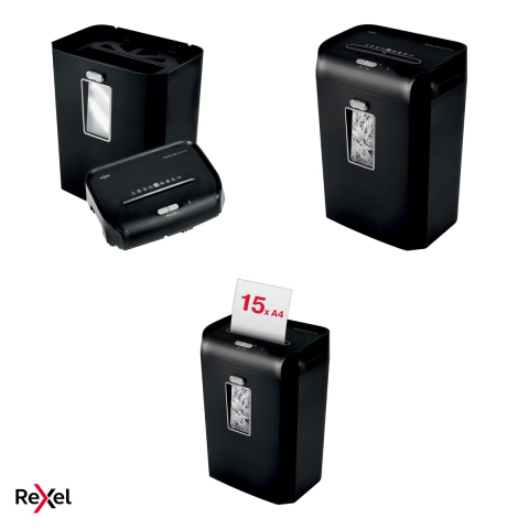 Distrugator de documente Rexel ProMax QS RSS1535 cu alimentare manuala, taiere strip-cut P-2 in fasii de 6 mm, 15 coli, cos de 35 l [3]