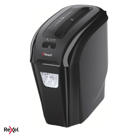Distrugatoare documente si accesorii - Distrugator de documente Rexel ProStyle Plus 7, taiere cross-cut P-4 in particule de 4x25 mm, 7 coli, cos de 12 l, distruge capse, agrafe de birou si carduri