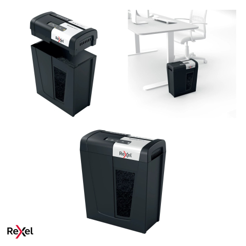 Distrugator de documente Rexel Secure MC4 cu alimentare manuala, taiere micro-cut P-5, 4 coli, cos de 14 l cu geam de vizualizare, Whisper-Shred, distruge capse si agrafe [3]