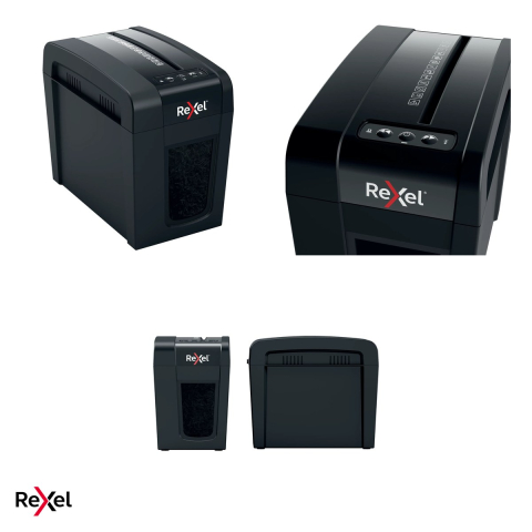 Distrugator de documente Rexel Secure X6 Slim cu alimentare manuala, taiere cross-cut P-4, 6 coli, cos de 10 l cu geam de vizualizare, Whisper-Shred, LED de supraincalzire [4]