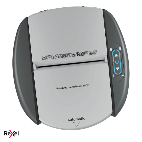 Distrugatoare documente si accesorii - Distrugator de documente Rexel ShredMax 150X automat, taiere cross-cut P-4 Flat Cut, 150 coli automat si 8 manual, cos rotativ de 15 l, functionare continua 30 de minute, pentru acasa
