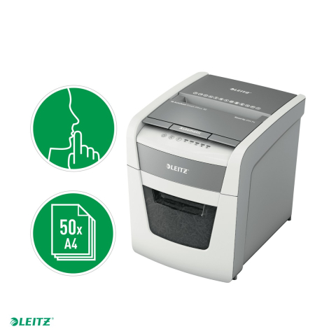 Distrugator documente automat Leitz IQ Small Office, P4, cross-cut (confeti), taiere 50 coli, cos 20l, alb [4]