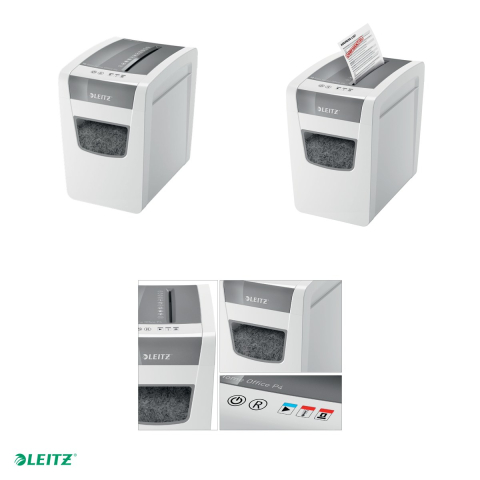 Distrugator documente manual Leitz IQ Home Office Slim, P4, cross-cut (confeti), taiere 10 coli, cos 23l, alb [3]