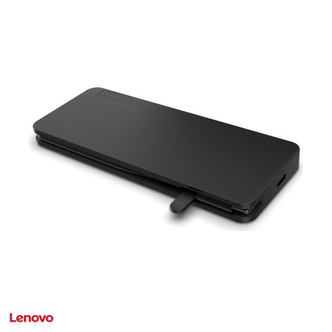 Docking - Docking station de calatorie USB-C Lenovo USB-C Slim Travel Dock, 8 porturi, HDMI 2.1 4K la 60 Hz, pass-through pana la 65 W, cititor de carduri SD si microSD, negru, 4X11N40212