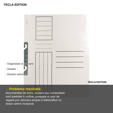 Set 10 dosare carton incopciat 1/1 Tecla Edition, coperta alba, pentru arhivare si organizare documente [1]