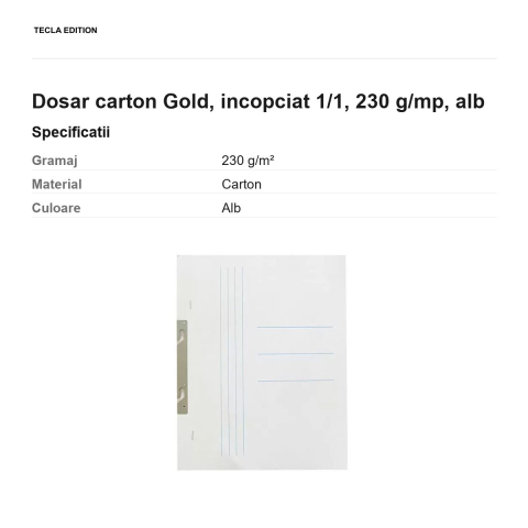 Dosar carton Gold, incopciat 1/1, 230 g/mp, alb [2]