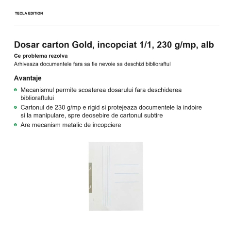 Dosar carton Gold, incopciat 1/1, 230 g/mp, alb [1]