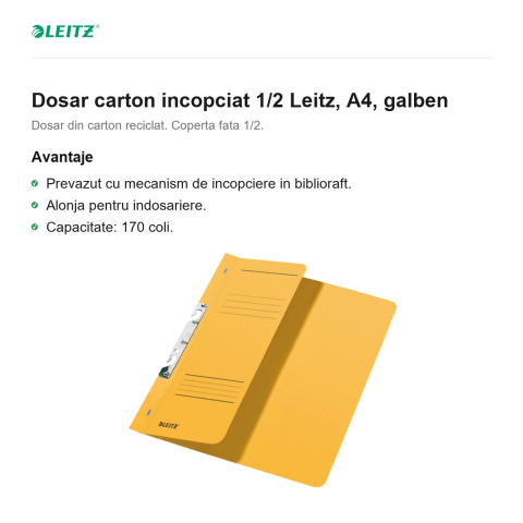 Dosar carton incopciat 1/2 Leitz, A4, galben [1]