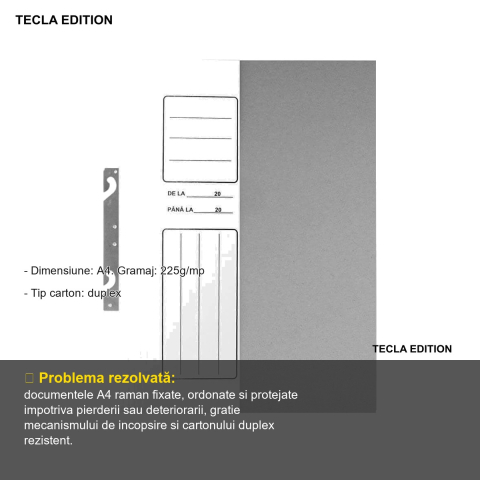 Set 10 dosare carton incopciat 1/2 Tecla Edition, format A4, carton duplex 225g/mp, pentru organizare si arhivare documente [1]