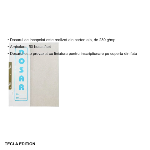 Set 10 dosare carton incopciat 1/2 Tecla Edition Gold, mecanism metal, pentru arhivare bibliorafturi [2]