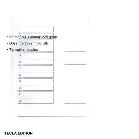 Dosar carton simplu Tecla Edition, format A4, alb, gramaj 225 g/mp, set 100 bucati, pentru arhivare si organizare documente [2]
