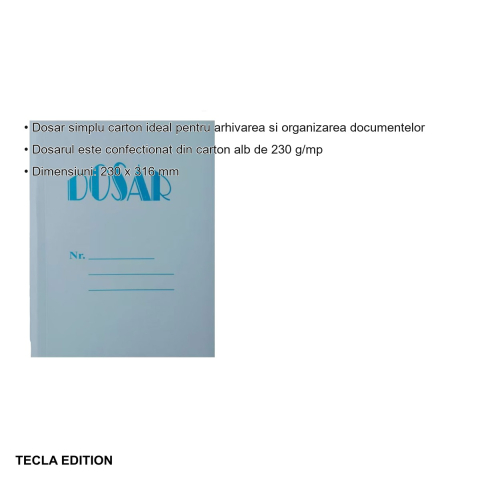 Set 10 dosare carton simplu Tecla Edition Gold, 230 g/mp, pentru arhivare si organizare documente [2]