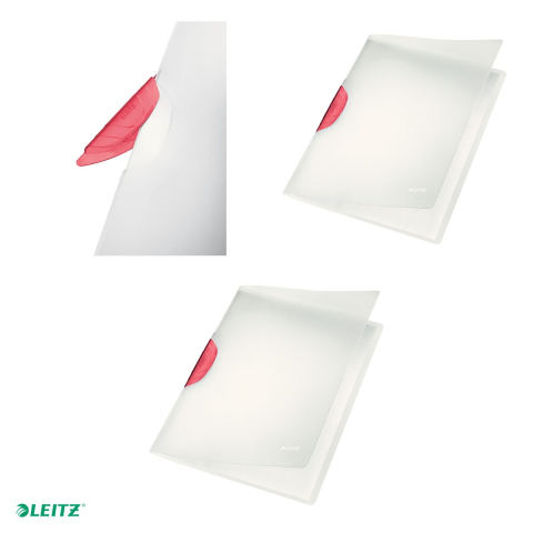 Dosar cu clip Leitz Magic ColorClip, PP, A4, capacitate 30 coli, pentru documente perforate, rosu [3]