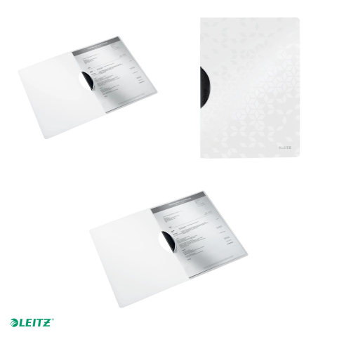 Dosar cu clip Leitz WOW ColorClip, PP, A4, capacitate 30 coli, pentru prezentare, alb [3]