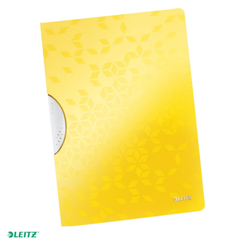Dosare plastic - Dosar cu clip Leitz WOW ColorClip, PP, A4, capacitate 30 coli, pentru prezentare, galben
