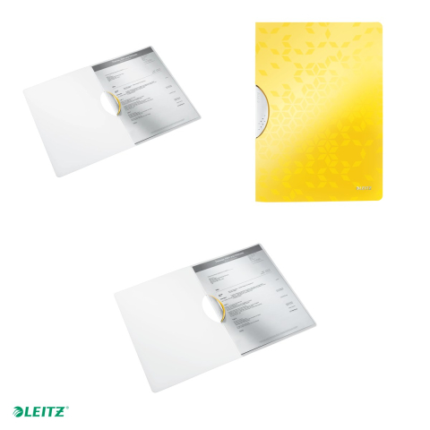 Dosar cu clip Leitz WOW ColorClip, PP, A4, capacitate 30 coli, pentru prezentare, galben [3]