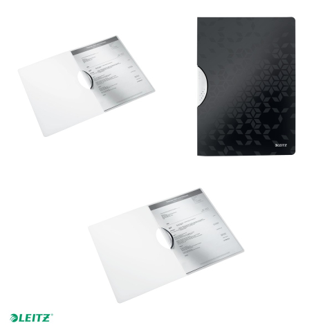 Dosar cu clip Leitz WOW ColorClip, PP, A4, capacitate 30 coli, pentru prezentare, negru [3]