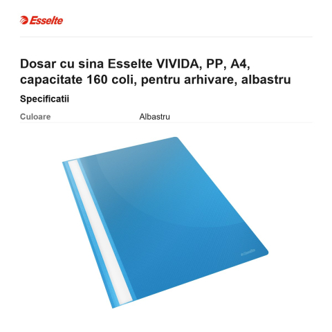 Dosar cu sina Esselte VIVIDA, PP, A4, capacitate 160 coli, pentru arhivare, albastru [2]