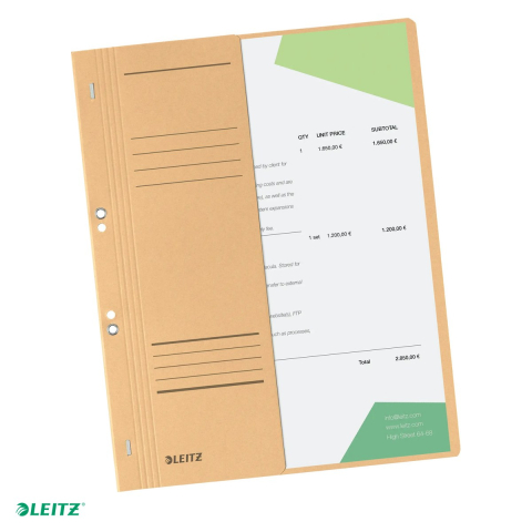 Dosare carton - Dosar cu sina Leitz 1/2, carton, A4, cu capse, capacitate 170 coli, pentru arhivare, kraft