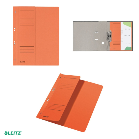 Dosar cu sina Leitz 1/2, carton, A4, cu capse, capacitate 170 coli, pentru arhivare, portocaliu [3]