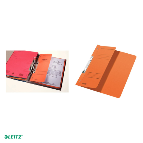 Dosar cu sina Leitz 1/2, carton, A4, incopciat, capacitate 170 coli, pentru arhivare, portocaliu [3]