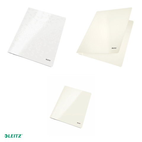 Dosar cu sina Leitz WOW, carton laminat, A4, capacitate 250 coli, pentru arhivare, alb [3]