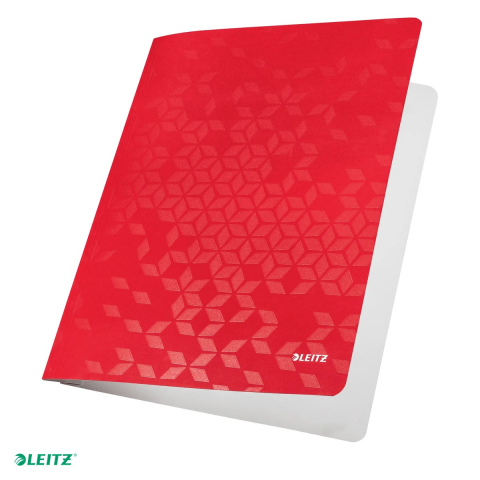 Dosare carton - Dosar cu sina Leitz WOW, carton laminat, A4, capacitate 250 coli, pentru arhivare, rosu