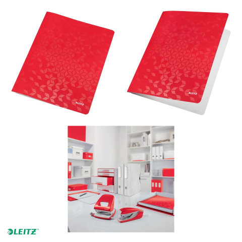 Dosar cu sina Leitz WOW, carton laminat, A4, capacitate 250 coli, pentru arhivare, rosu [3]