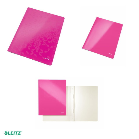 Dosar cu sina Leitz WOW, carton laminat, A4, capacitate 250 coli, pentru arhivare, roz [3]