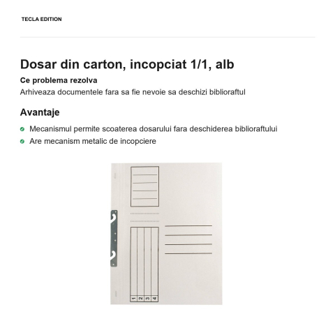 Dosar din carton, incopciat 1/1, alb [1]