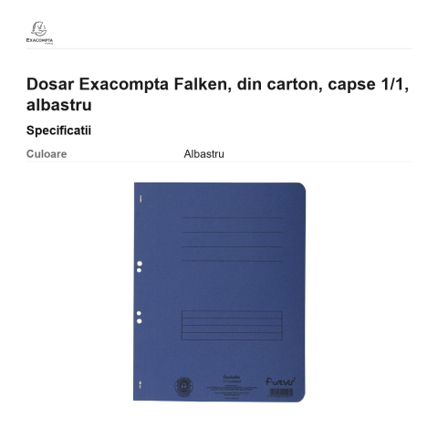 Dosar Exacompta Falken, din carton, capse 1/1, albastru [2]