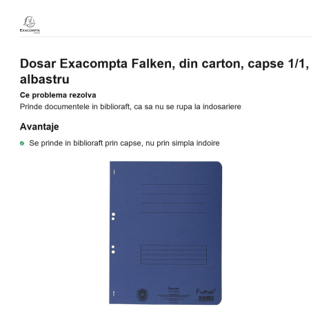 Dosar Exacompta Falken, din carton, capse 1/1, albastru [1]