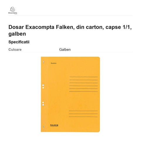 Dosar Exacompta Falken, din carton, capse 1/1, galben [2]