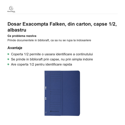 Dosar Exacompta Falken, din carton, capse 1/2, albastru [1]