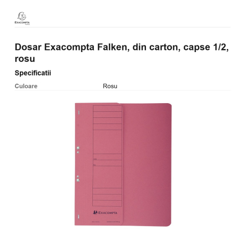 Dosar Exacompta Falken, din carton, capse 1/2, rosu [2]
