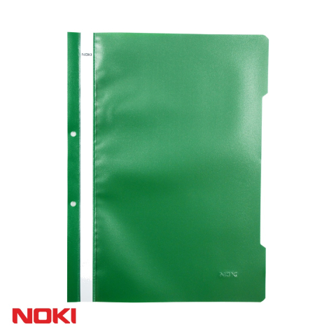 Dosare plastic - Set 10 dosare plastic cu sina si gauri Noki, format A4, verde, pentru organizare documente