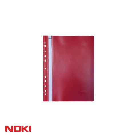 Dosare plastic - Set 10 dosare plastic cu sina si multiperforatii Noki, coperta transparenta fata, pentru arhivare documente A4