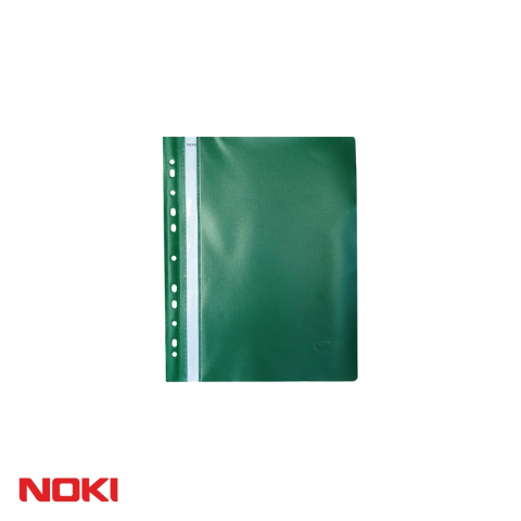 Dosare plastic - Set 10 dosare plastic cu sina si multiperforatii Noki, format A4, verde, pentru arhivare in biblioraft