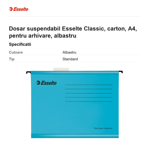 Dosar suspendabil Esselte Classic, carton, A4, pentru arhivare, albastru [2]