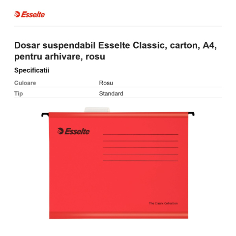 Dosar suspendabil Esselte Classic, carton, A4, pentru arhivare, rosu [2]
