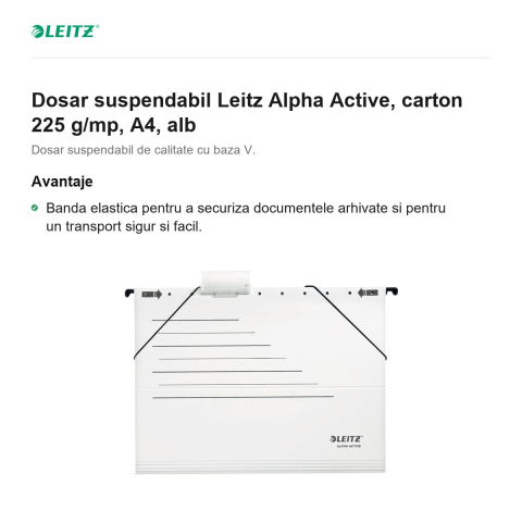 Dosar suspendabil Leitz Alpha Active, carton 225 g/mp, A4, alb [1]