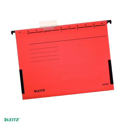 Dosar suspendabil Leitz Alpha, carton, A4, cu burduf, pentru arhivare, rosu [0]