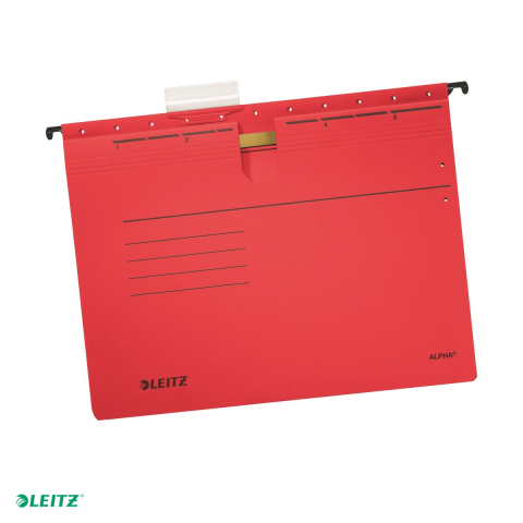 Dosare suspendabile - Dosar suspendabil Leitz Alpha, carton, A4, cu sina, pentru arhivare, rosu