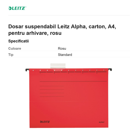 Dosar suspendabil Leitz Alpha, carton, A4, pentru arhivare, rosu [2]